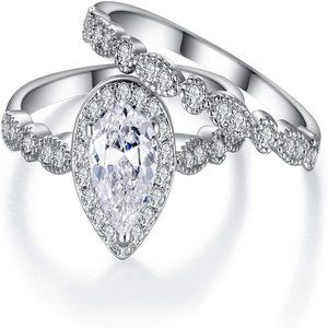Zirconia Bridal Prom Engagement Pear Shaped Ring